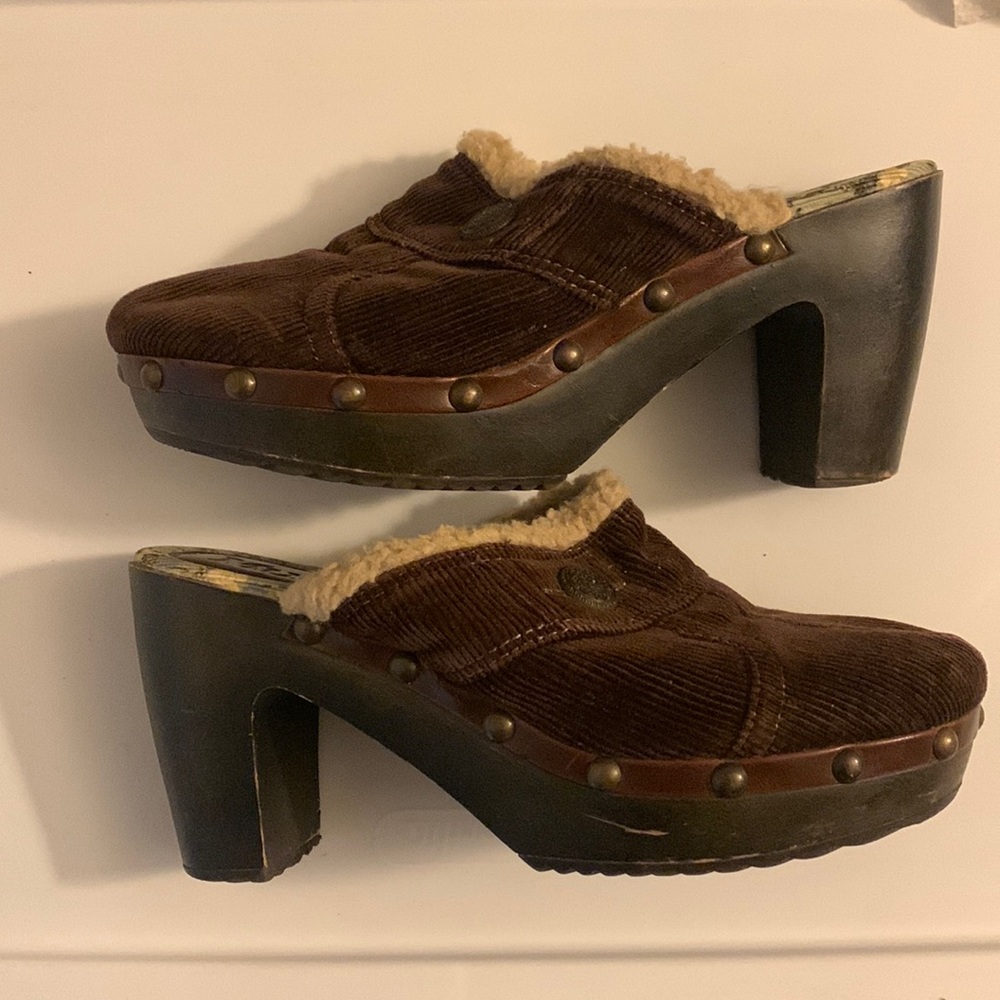 Mudd corduroy Sherpa boho clogs